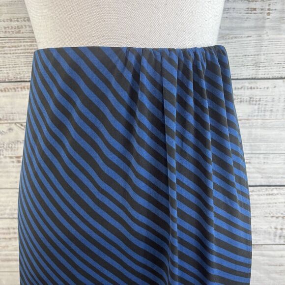 Lane Bryant Skirt size 14 16 Black Blue Striped Slinky Long Faux Wrap Modest - Picture 5 of 13